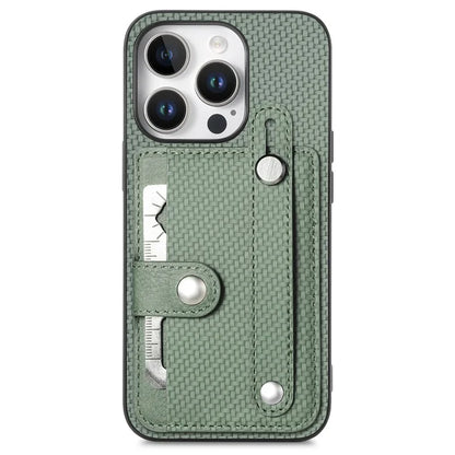 C1-01 For iPhone 16 Pro Max Case Wristband Anti-Drop Leather Back Cover with Card Holder, Card Knife