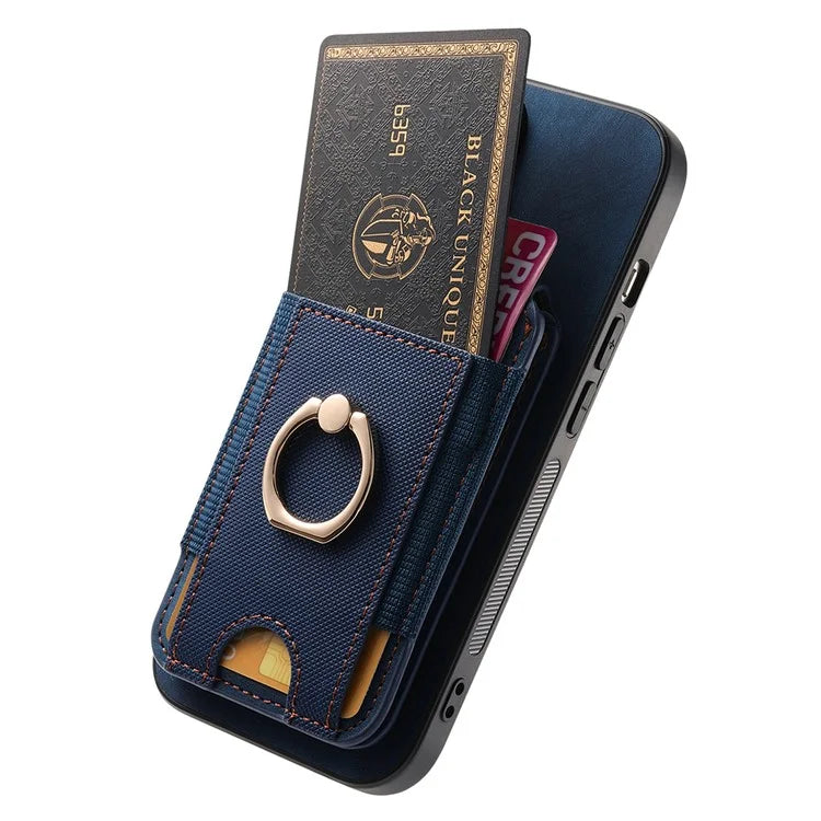 D14 For iPhone 16 Plus Case Vertical Flip Card Holder Ring Holder Kickstand Leather Back Cover