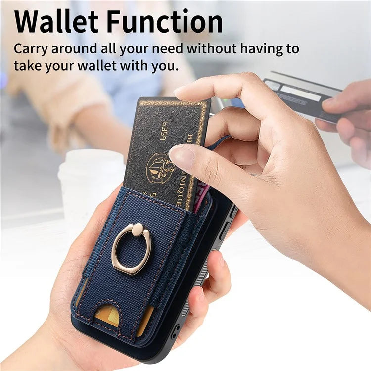 D14 For iPhone 16 Plus Case Vertical Flip Card Holder Ring Holder Kickstand Leather Back Cover