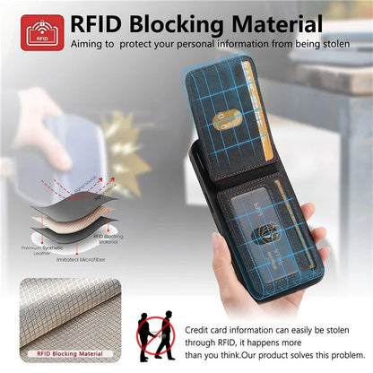 D14 For iPhone 16 Plus Case Vertical Flip Card Holder Ring Holder Kickstand Leather Back Cover