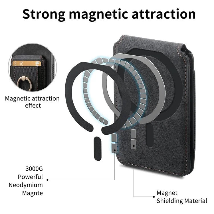 D14 For iPhone 16 Pro Case Vertical Flip Card Holder Ring Holder Kickstand Leather Back Cover