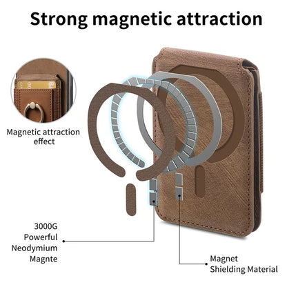 D14 For iPhone 16 Pro Case Vertical Flip Card Holder Ring Holder Kickstand Leather Back Cover
