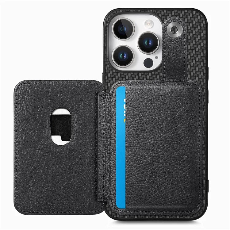 Style B C1-06 For iPhone 16 Pro Max Case Card Holder Leather+PC+TPU Phone Cover with Card Knife