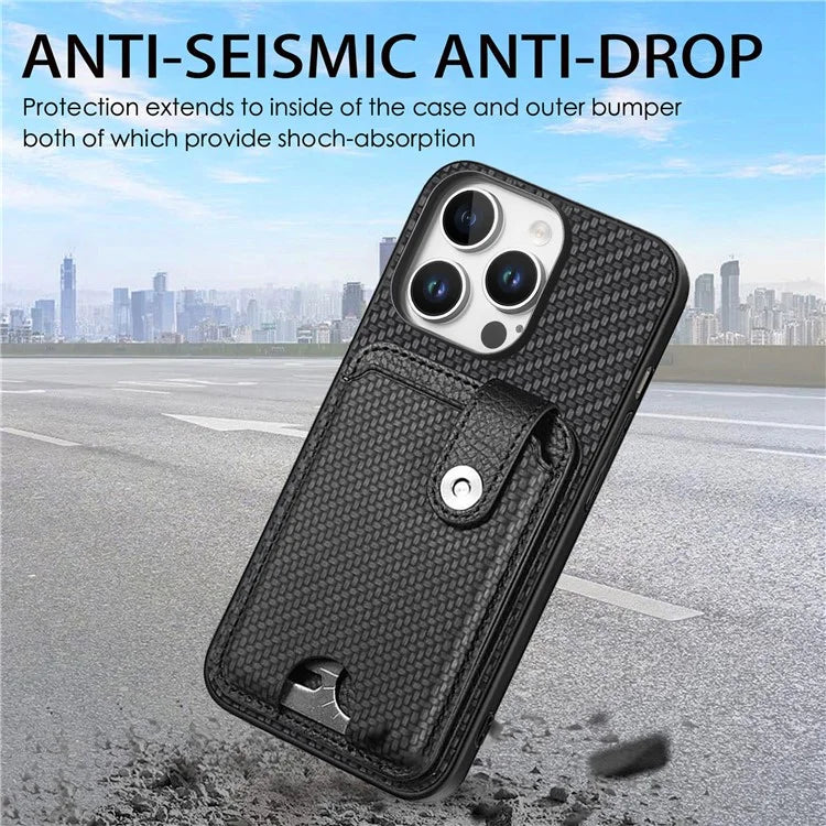 Style B C1-06 For iPhone 16 Pro Max Case Card Holder Leather+PC+TPU Phone Cover with Card Knife