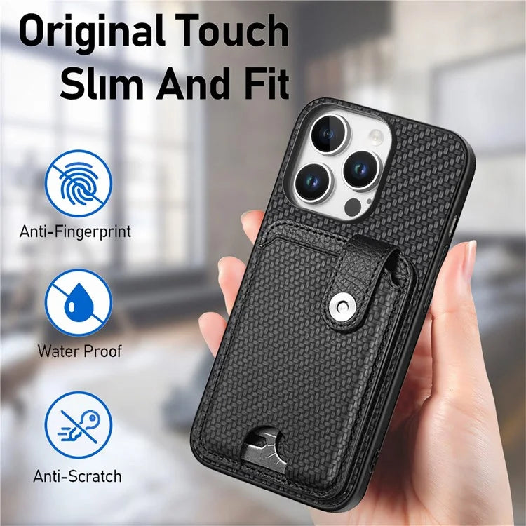 Style B C1-06 For iPhone 16 Pro Max Case Card Holder Leather+PC+TPU Phone Cover with Card Knife