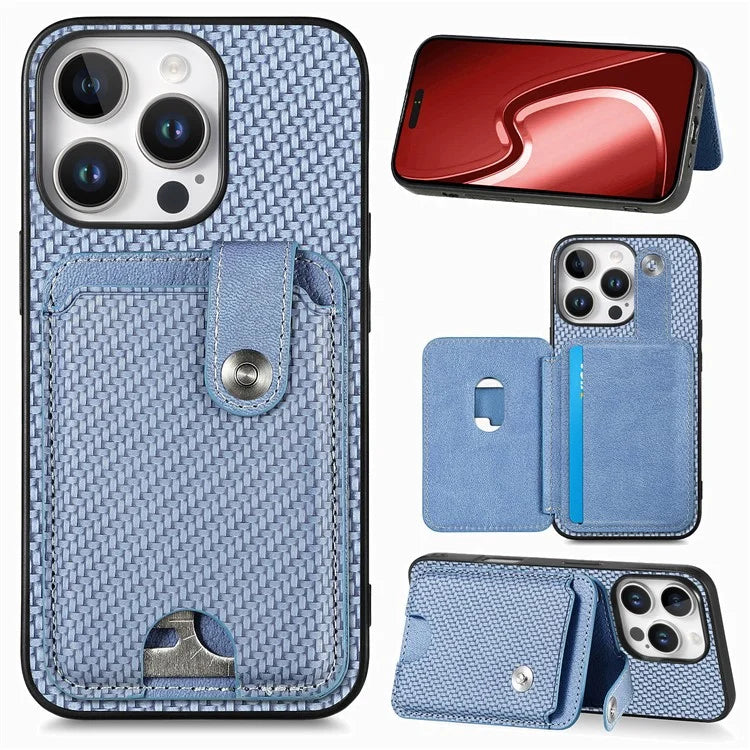 Style B C1-06 For iPhone 16 Pro Max Case Card Holder Leather+PC+TPU Phone Cover with Card Knife
