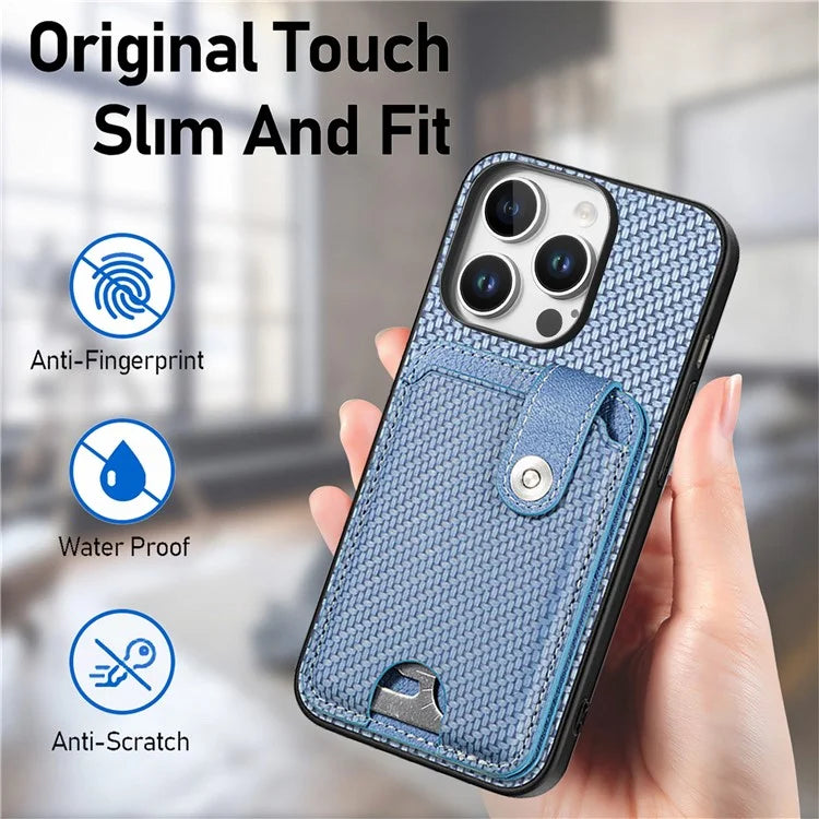 Style B C1-06 For iPhone 16 Pro Max Case Card Holder Leather+PC+TPU Phone Cover with Card Knife