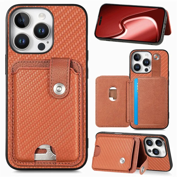 Style B C1-06 For iPhone 16 Pro Max Case Card Holder Leather+PC+TPU Phone Cover with Card Knife