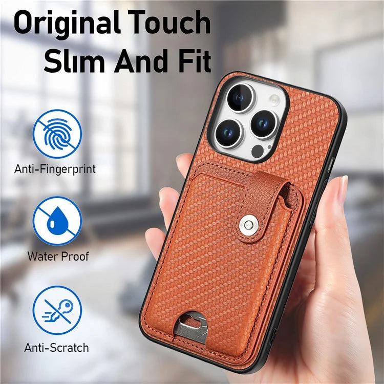 Style B C1-06 For iPhone 16 Pro Max Case Card Holder Leather+PC+TPU Phone Cover with Card Knife