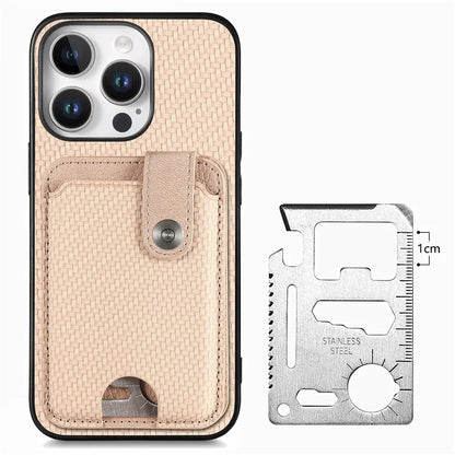 Style B C1-06 For iPhone 16 Pro Max Case Card Holder Leather+PC+TPU Phone Cover with Card Knife