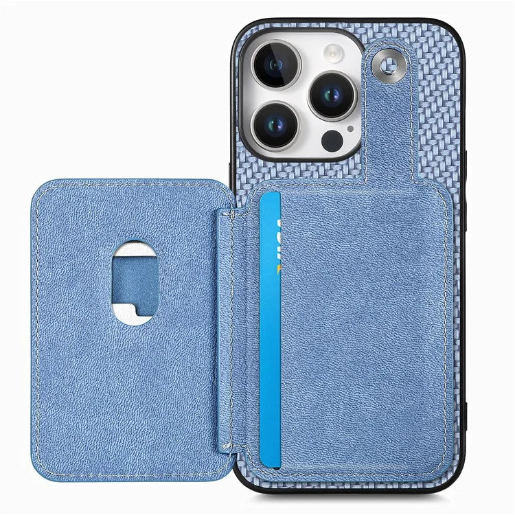 Style B C1-06 For iPhone 16 Pro Case Card Holder Leather+PC+TPU Phone Cover with Card Knife