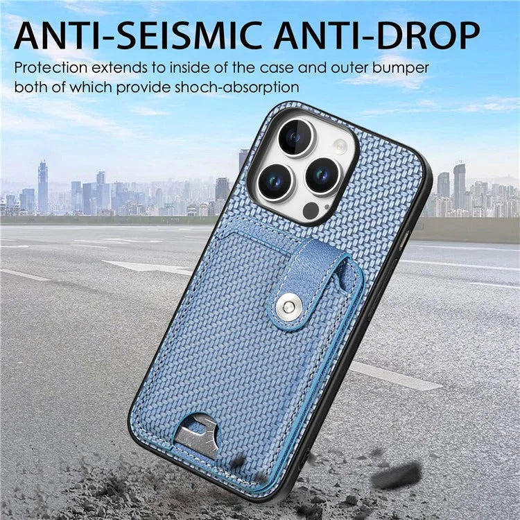 Style B C1-06 For iPhone 16 Pro Case Card Holder Leather+PC+TPU Phone Cover with Card Knife