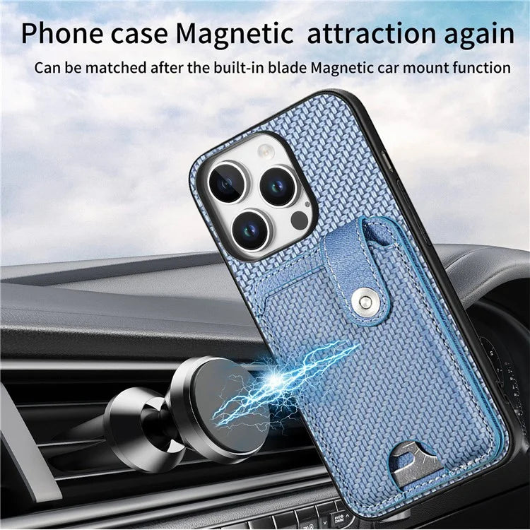 Style B C1-06 For iPhone 16 Pro Case Card Holder Leather+PC+TPU Phone Cover with Card Knife