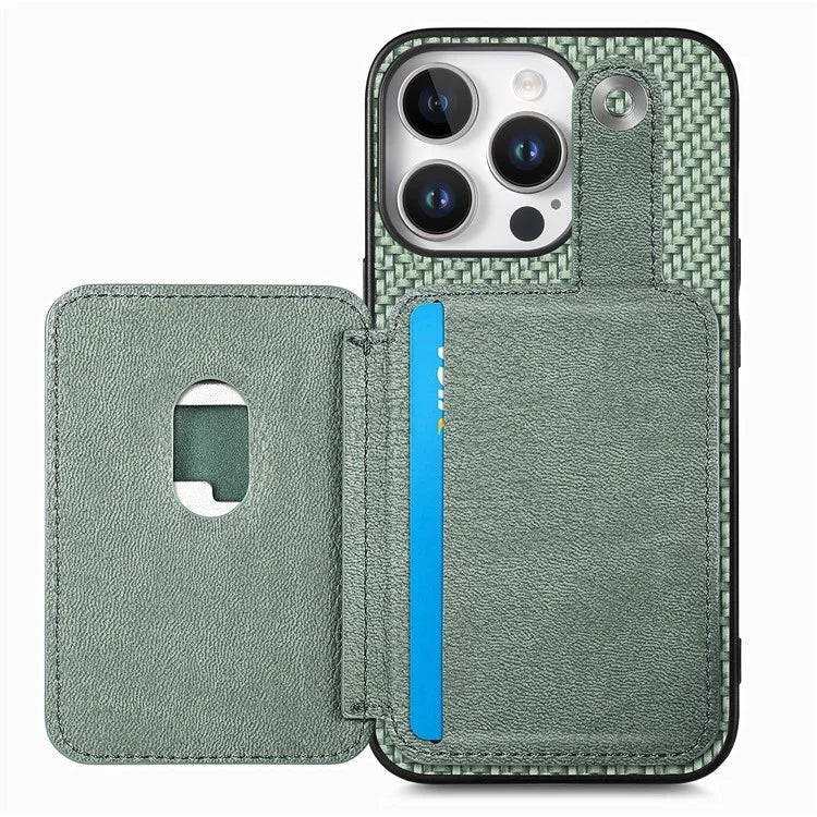 Style B C1-06 For iPhone 16 Pro Case Card Holder Leather+PC+TPU Phone Cover with Card Knife