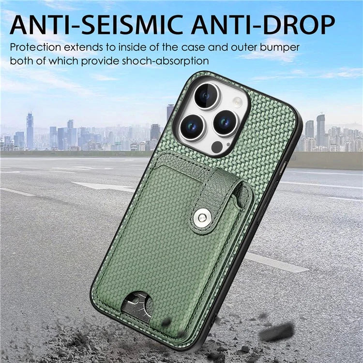 Style B C1-06 For iPhone 16 Pro Case Card Holder Leather+PC+TPU Phone Cover with Card Knife