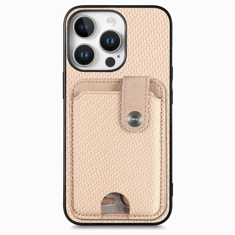 Style B C1-06 For iPhone 16 Pro Case Card Holder Leather+PC+TPU Phone Cover with Card Knife