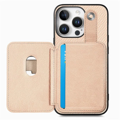 Style B C1-06 For iPhone 16 Pro Case Card Holder Leather+PC+TPU Phone Cover with Card Knife