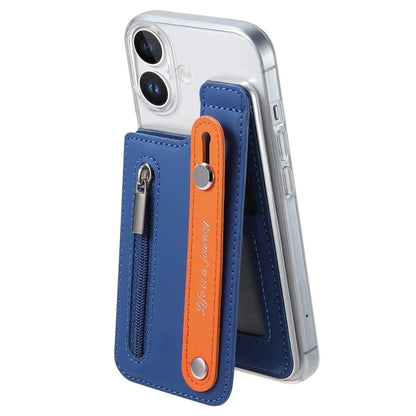 CY2 For iPhone 16 Plus Case Wristband Leather+PC Zipper Pocket Phone Cover RFID Blocking