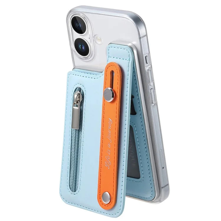CY2 For iPhone 16 Plus Case Wristband Leather+PC Zipper Pocket Phone Cover RFID Blocking