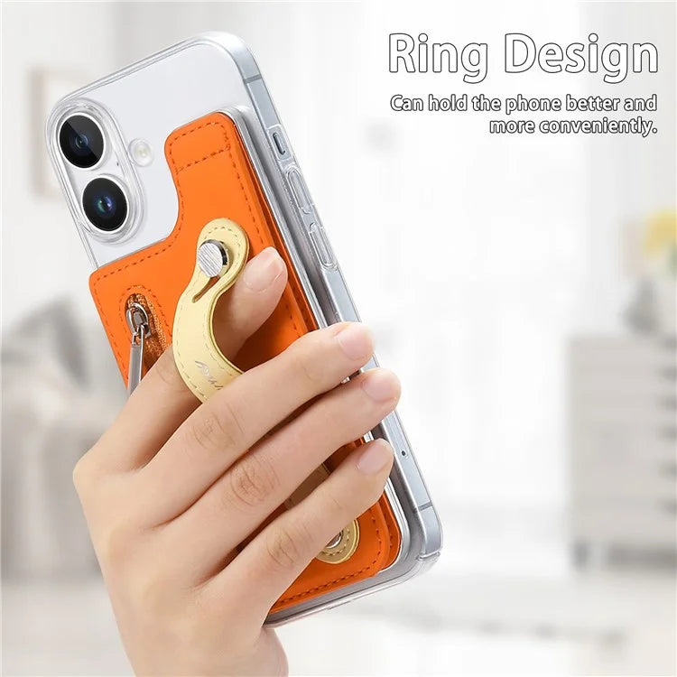 CY2 For iPhone 16 Plus Case Wristband Leather+PC Zipper Pocket Phone Cover RFID Blocking