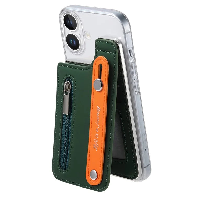 CY2 For iPhone 16 Plus Case Wristband Leather+PC Zipper Pocket Phone Cover RFID Blocking