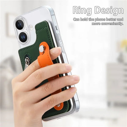 CY2 For iPhone 16 Plus Case Wristband Leather+PC Zipper Pocket Phone Cover RFID Blocking