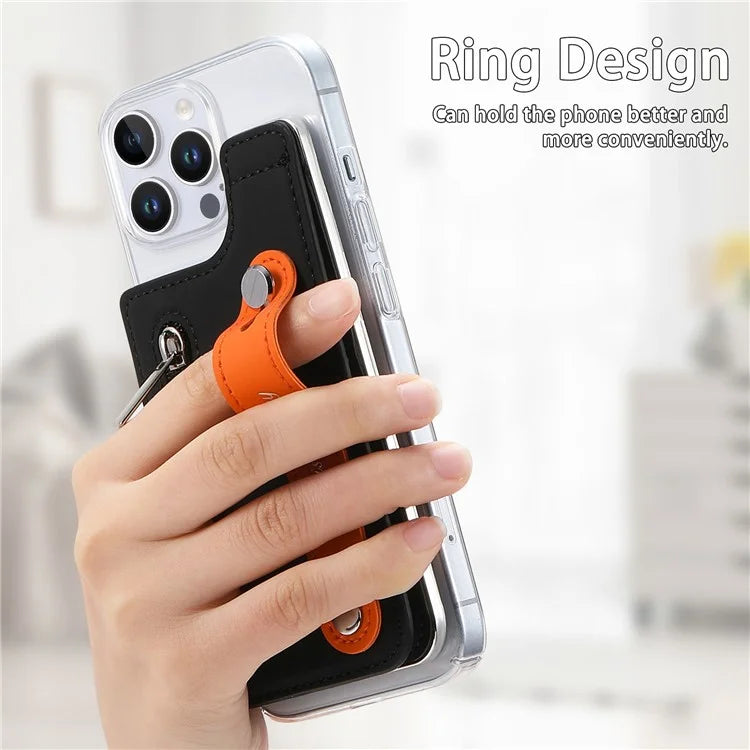 CY2 For iPhone 16 Pro Case Wristband Leather+PC Zipper Pocket Phone Cover RFID Blocking