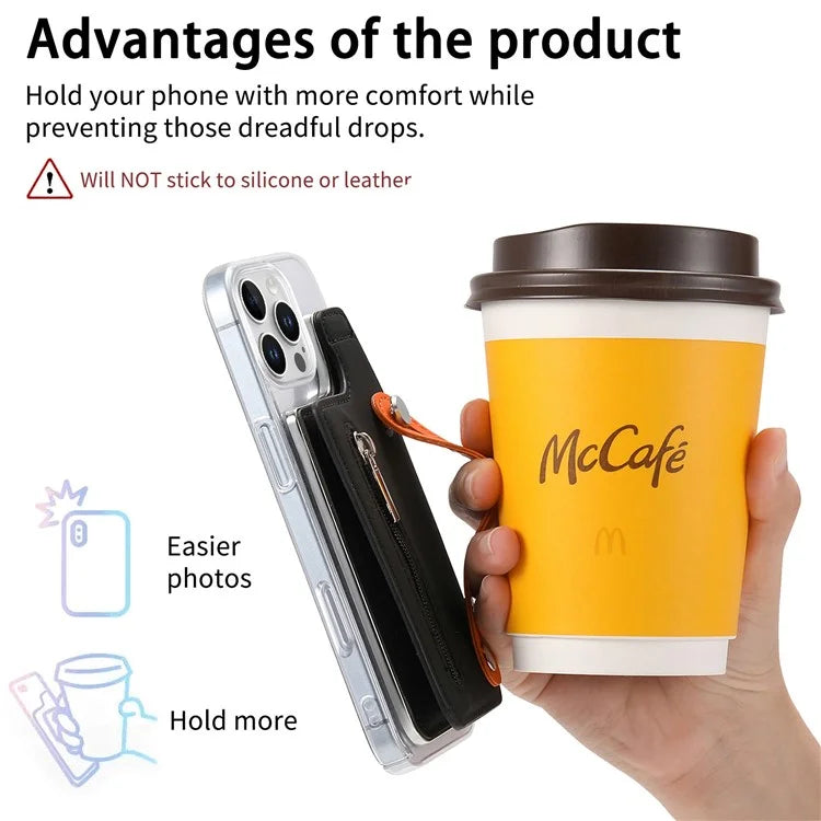 CY2 For iPhone 16 Pro Case Wristband Leather+PC Zipper Pocket Phone Cover RFID Blocking