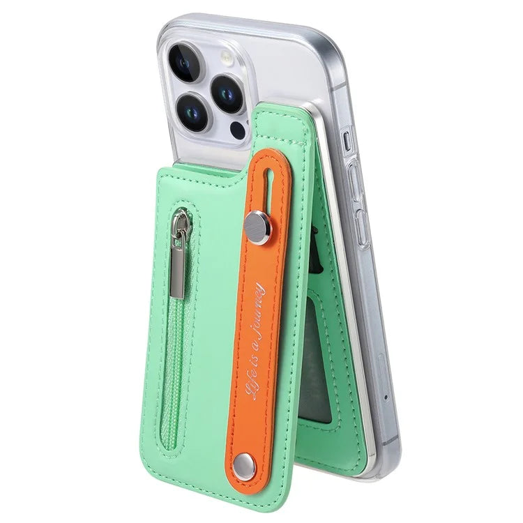 CY2 For iPhone 16 Pro Case Wristband Leather+PC Zipper Pocket Phone Cover RFID Blocking