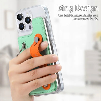 CY2 For iPhone 16 Pro Case Wristband Leather+PC Zipper Pocket Phone Cover RFID Blocking