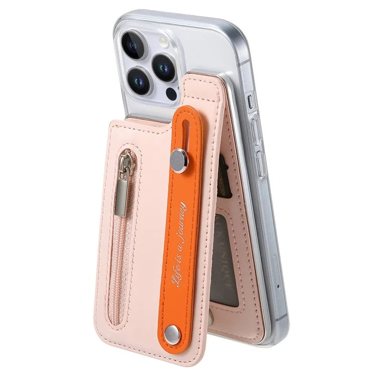 CY2 For iPhone 16 Pro Case Wristband Leather+PC Zipper Pocket Phone Cover RFID Blocking