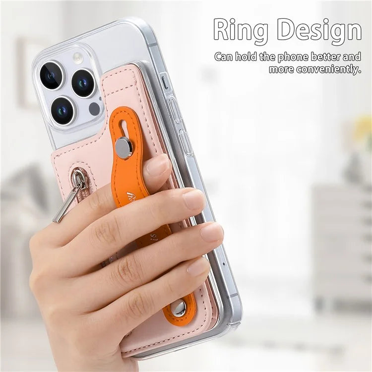 CY2 For iPhone 16 Pro Case Wristband Leather+PC Zipper Pocket Phone Cover RFID Blocking
