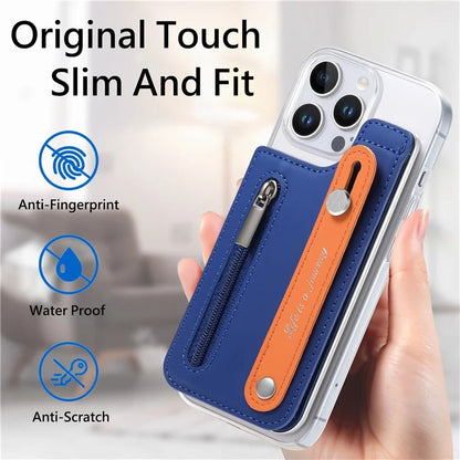 CY2 For iPhone 16 Pro Case Wristband Leather+PC Zipper Pocket Phone Cover RFID Blocking
