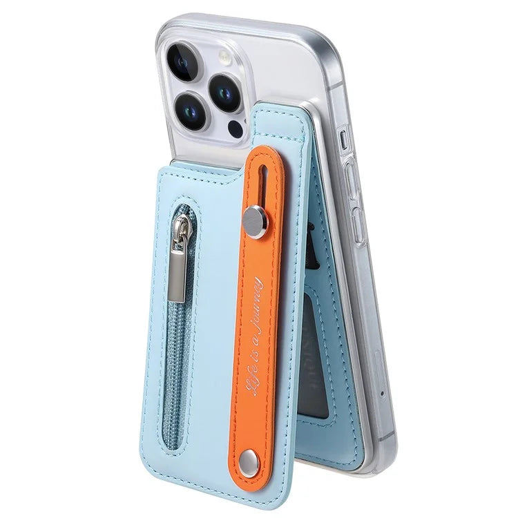 CY2 For iPhone 16 Pro Case Wristband Leather+PC Zipper Pocket Phone Cover RFID Blocking