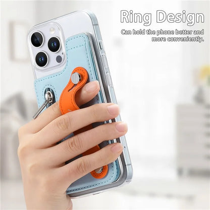 CY2 For iPhone 16 Pro Case Wristband Leather+PC Zipper Pocket Phone Cover RFID Blocking