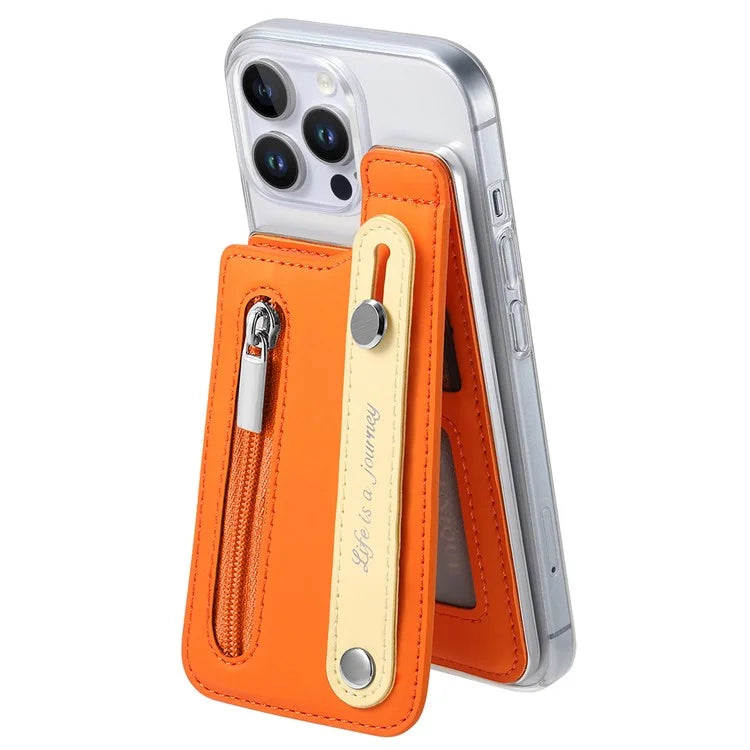 CY2 For iPhone 16 Pro Case Wristband Leather+PC Zipper Pocket Phone Cover RFID Blocking