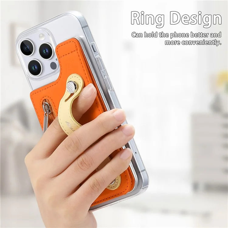 CY2 For iPhone 16 Pro Case Wristband Leather+PC Zipper Pocket Phone Cover RFID Blocking