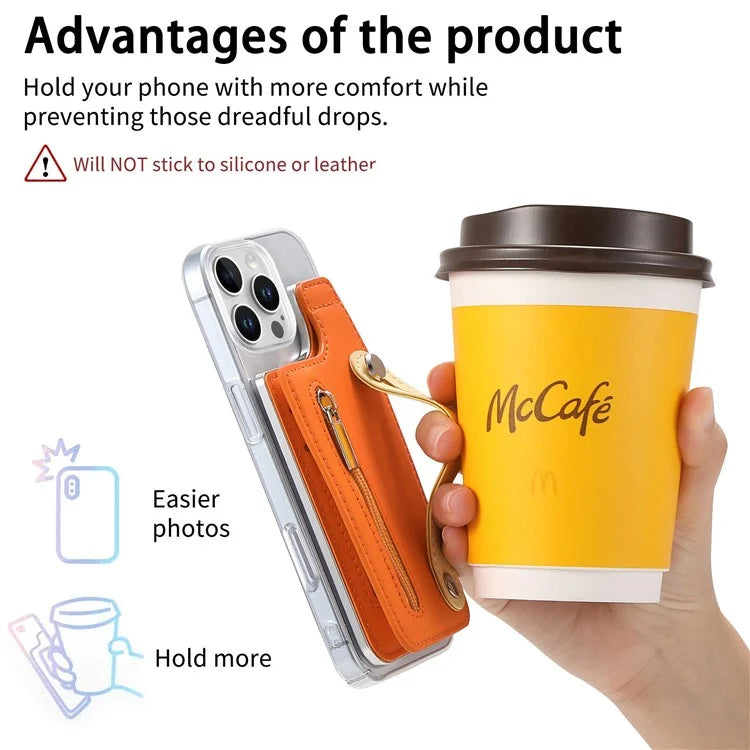 CY2 For iPhone 16 Pro Case Wristband Leather+PC Zipper Pocket Phone Cover RFID Blocking
