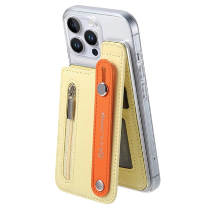 CY2 For iPhone 16 Pro Case Wristband Leather+PC Zipper Pocket Phone Cover RFID Blocking