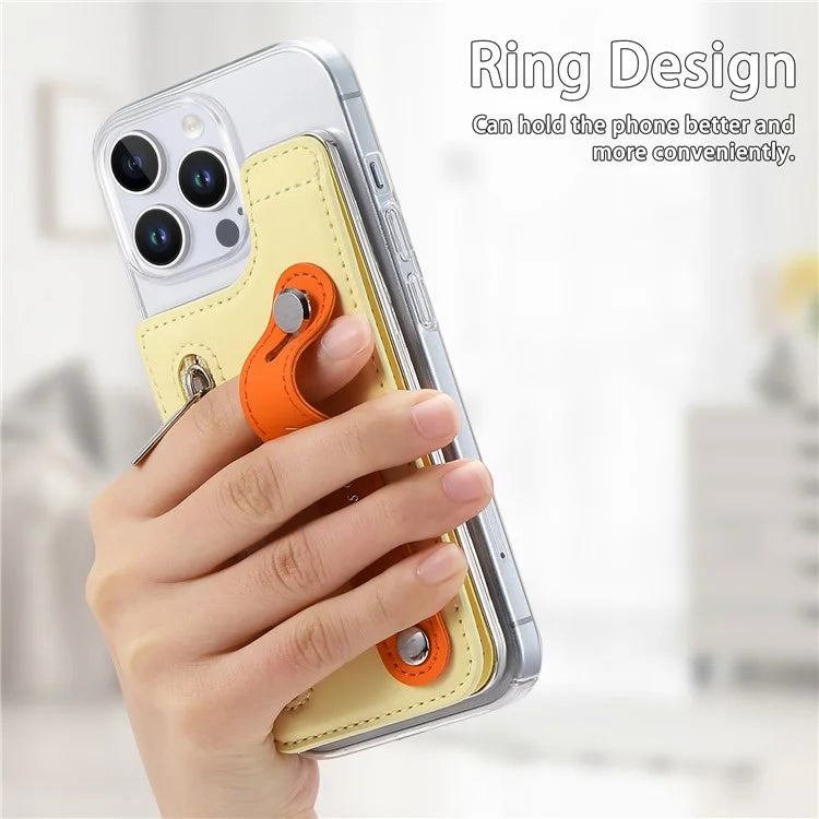 CY2 For iPhone 16 Pro Case Wristband Leather+PC Zipper Pocket Phone Cover RFID Blocking