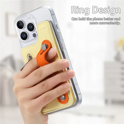 CY2 For iPhone 16 Pro Case Wristband Leather+PC Zipper Pocket Phone Cover RFID Blocking