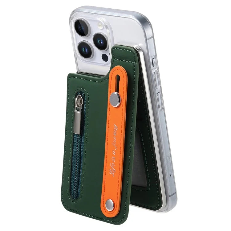 CY2 For iPhone 16 Pro Case Wristband Leather+PC Zipper Pocket Phone Cover RFID Blocking