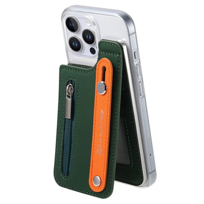 CY2 For iPhone 16 Pro Case Wristband Leather+PC Zipper Pocket Phone Cover RFID Blocking