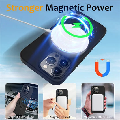 For iPhone 16 Pro Case Compatible with MagSafe Kickstand PC + Silicone Phone Cover