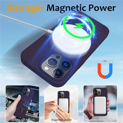 For iPhone 16 Pro Case Compatible with MagSafe Kickstand PC + Silicone Phone Cover