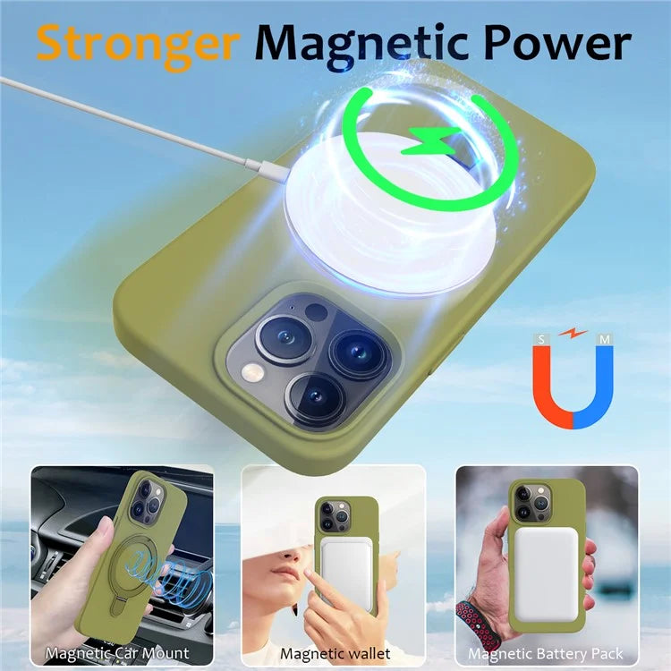 For iPhone 16 Pro Case Compatible with MagSafe Kickstand PC + Silicone Phone Cover