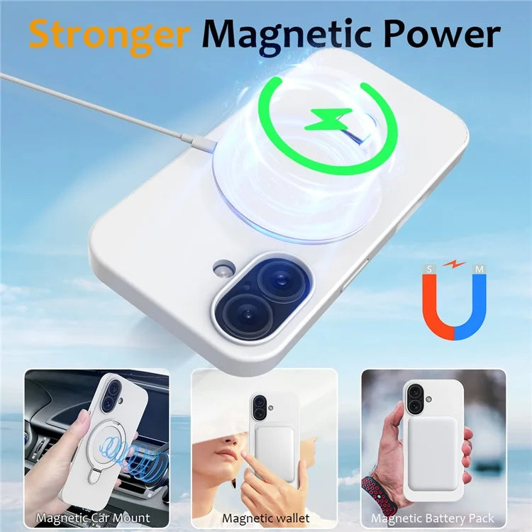For iPhone 16 Case Compatible with MagSafe Kickstand PC + Silicone Phone Cover