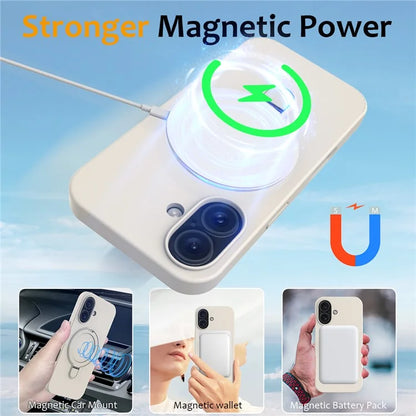 For iPhone 16 Case Compatible with MagSafe Kickstand PC + Silicone Phone Cover