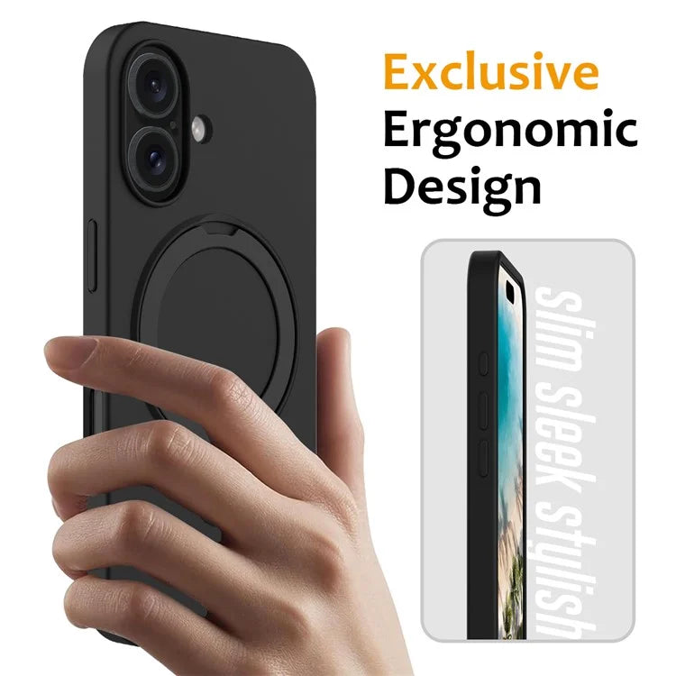 For iPhone 16 Case Compatible with MagSafe Kickstand PC + Silicone Phone Cover