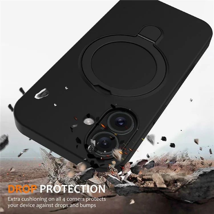 For iPhone 16 Case Compatible with MagSafe Kickstand PC + Silicone Phone Cover